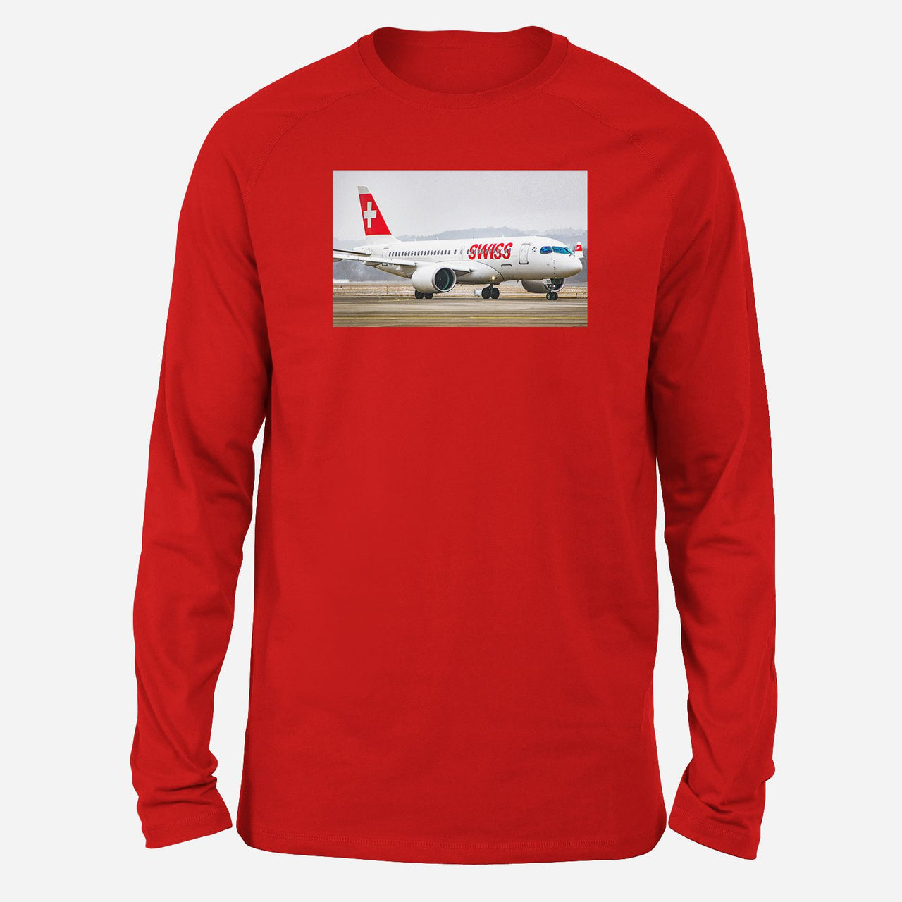 Swiss Airlines Bombardier CS100 Designed Long-Sleeve T-Shirts