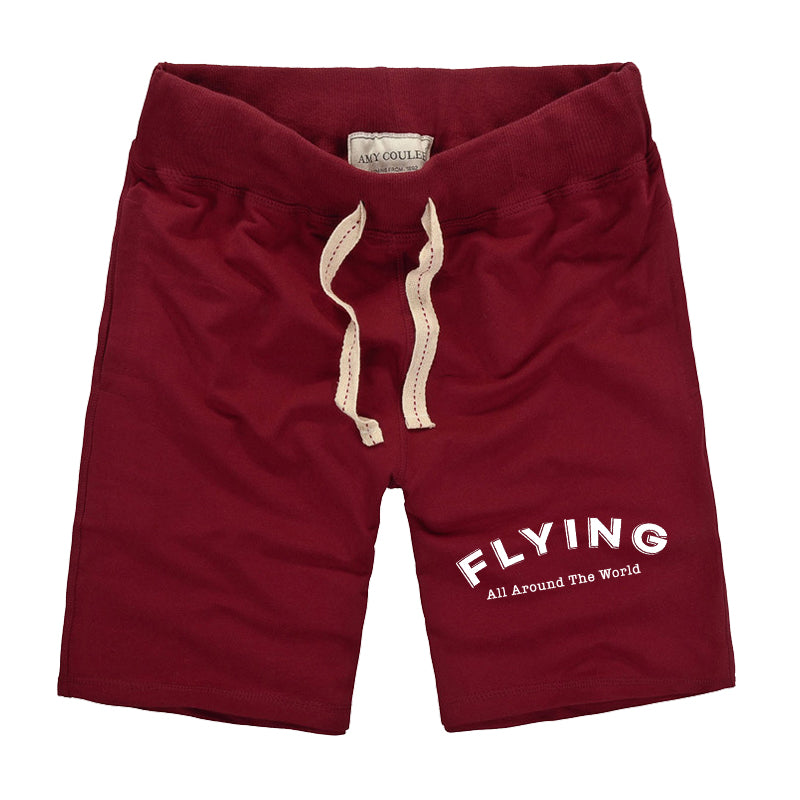 Flying All Around The World Designed Cotton Shorts