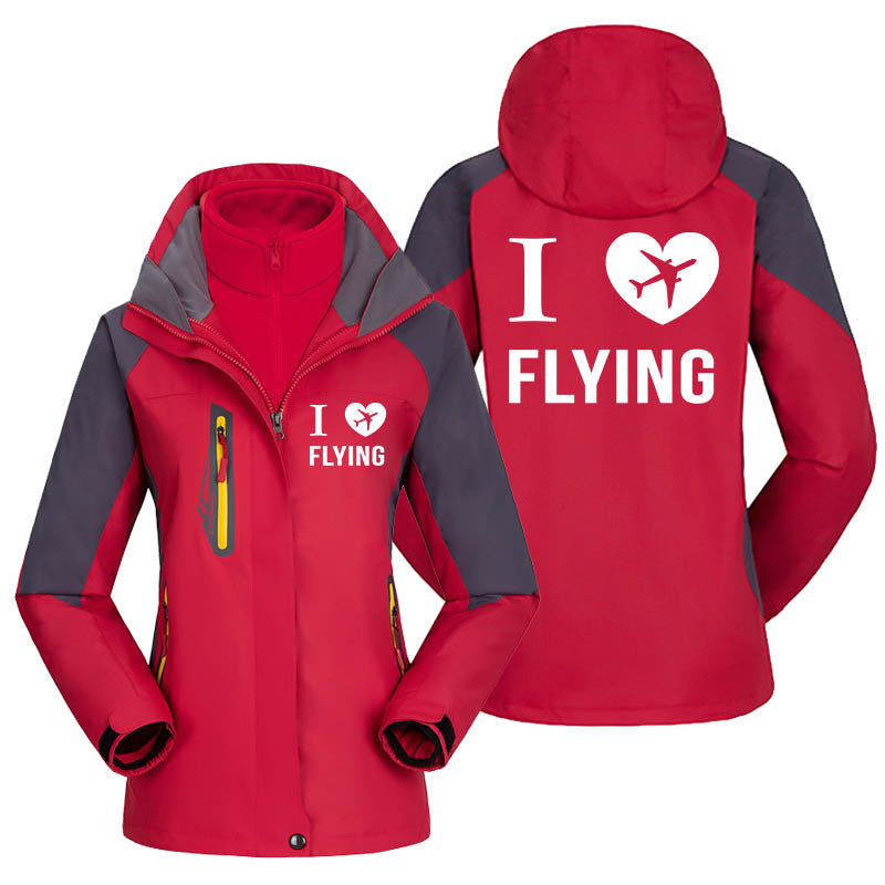 I Love Flying Designed Thick "WOMEN" Skiing Jackets