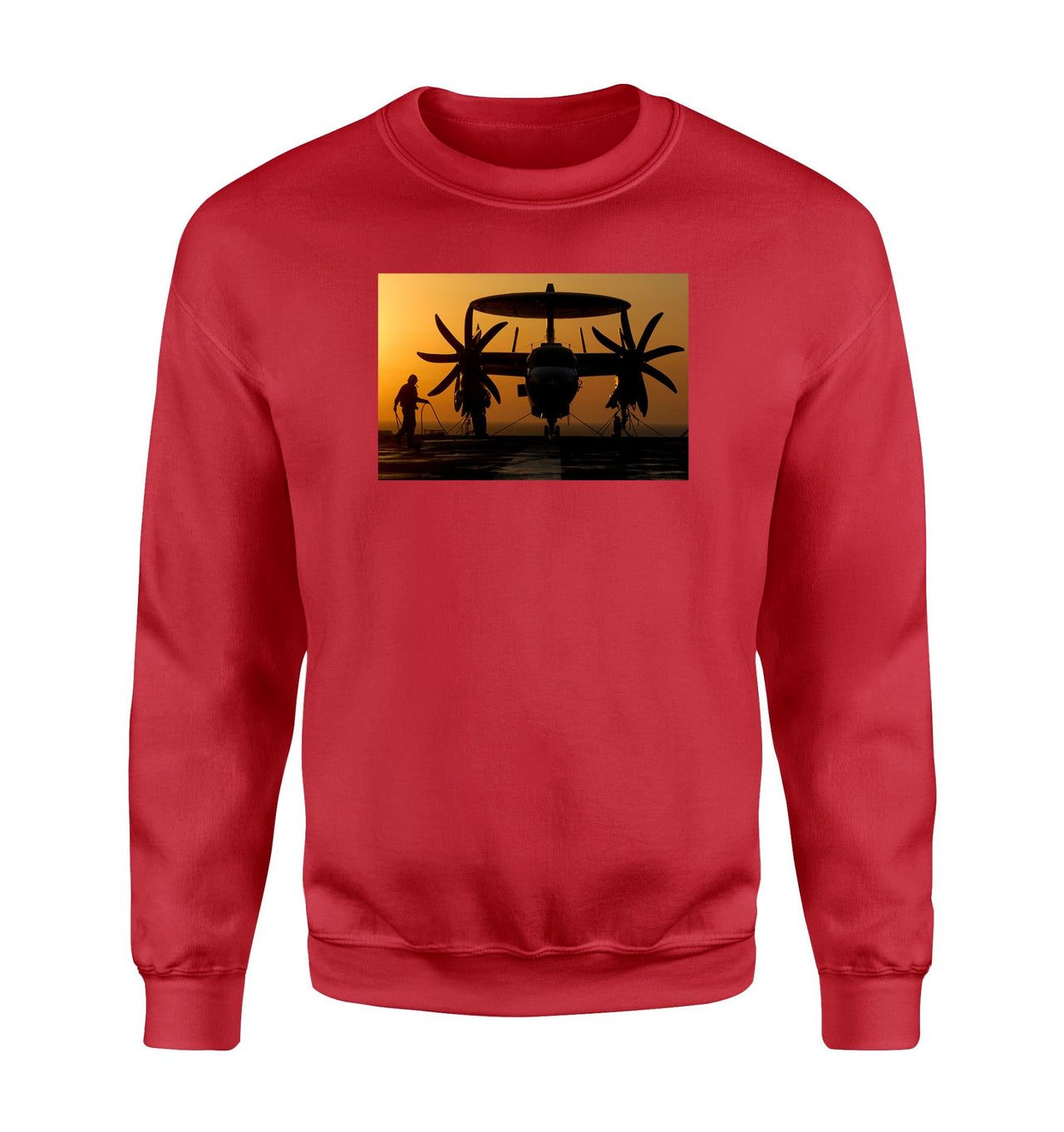 Military Plane at Sunset Designed Sweatshirts