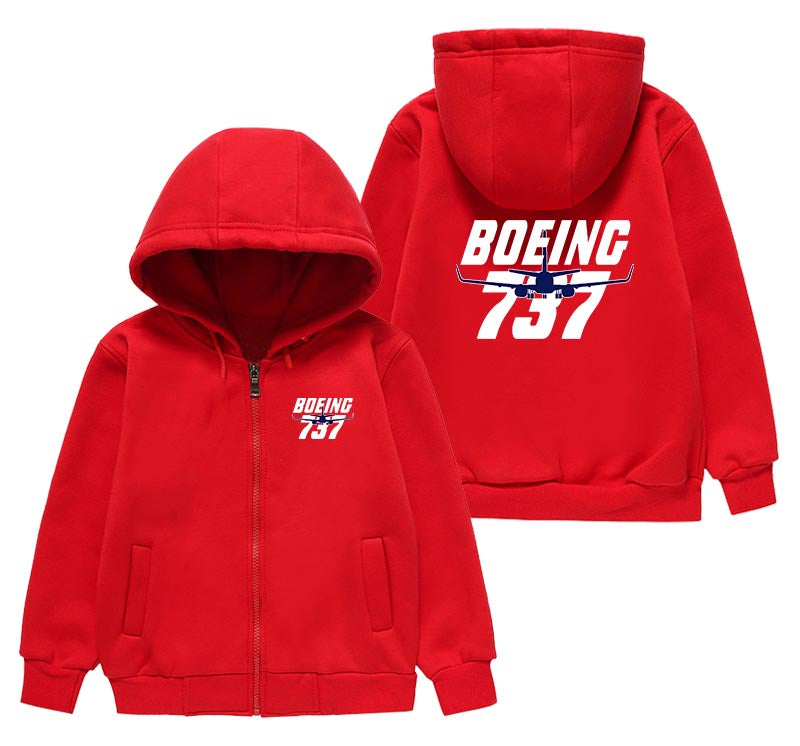 Amazing Boeing 737 Designed "CHILDREN" Zipped Hoodies