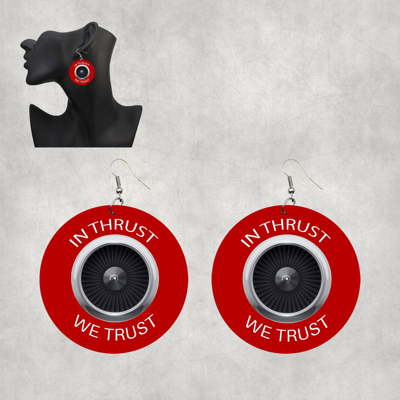 In Thrust We Trust Designed Wooden Drop Earrings