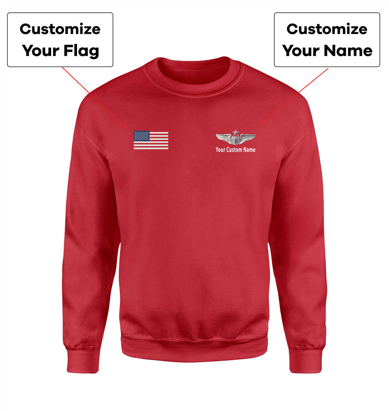 Custom Flag & Name with (US Air Force & Star) Designed 3D Sweatshirts