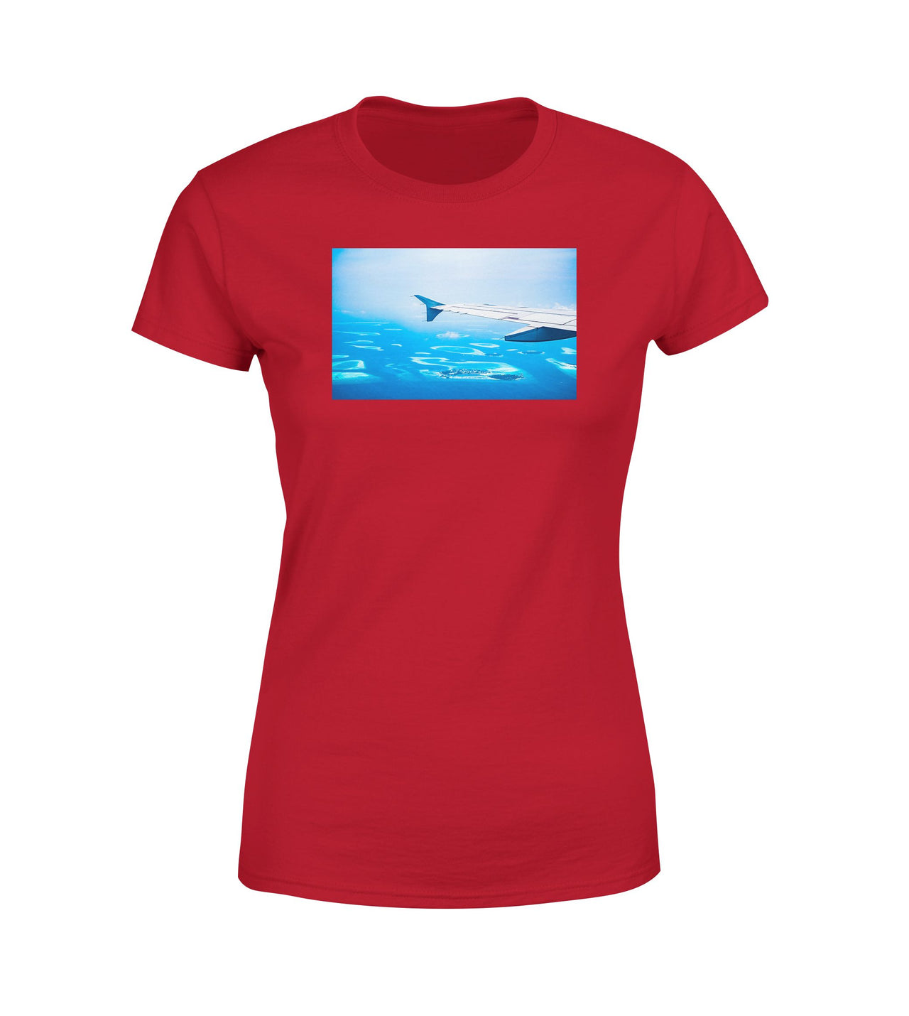 Outstanding View Through Airplane Wing Designed Women T-Shirts