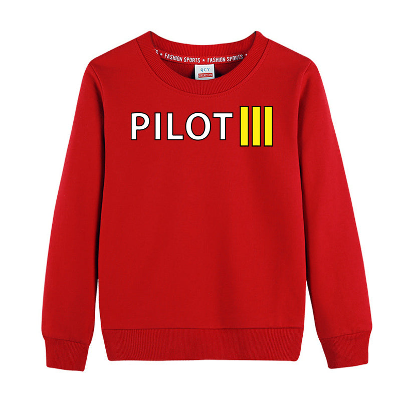 Pilot & Stripes (3 Lines) Designed "CHILDREN" Sweatshirts