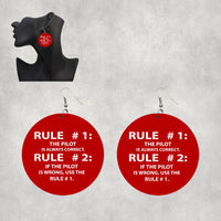 Thumbnail for Rule 1 - Pilot is Always Correct Designed Wooden Drop Earrings