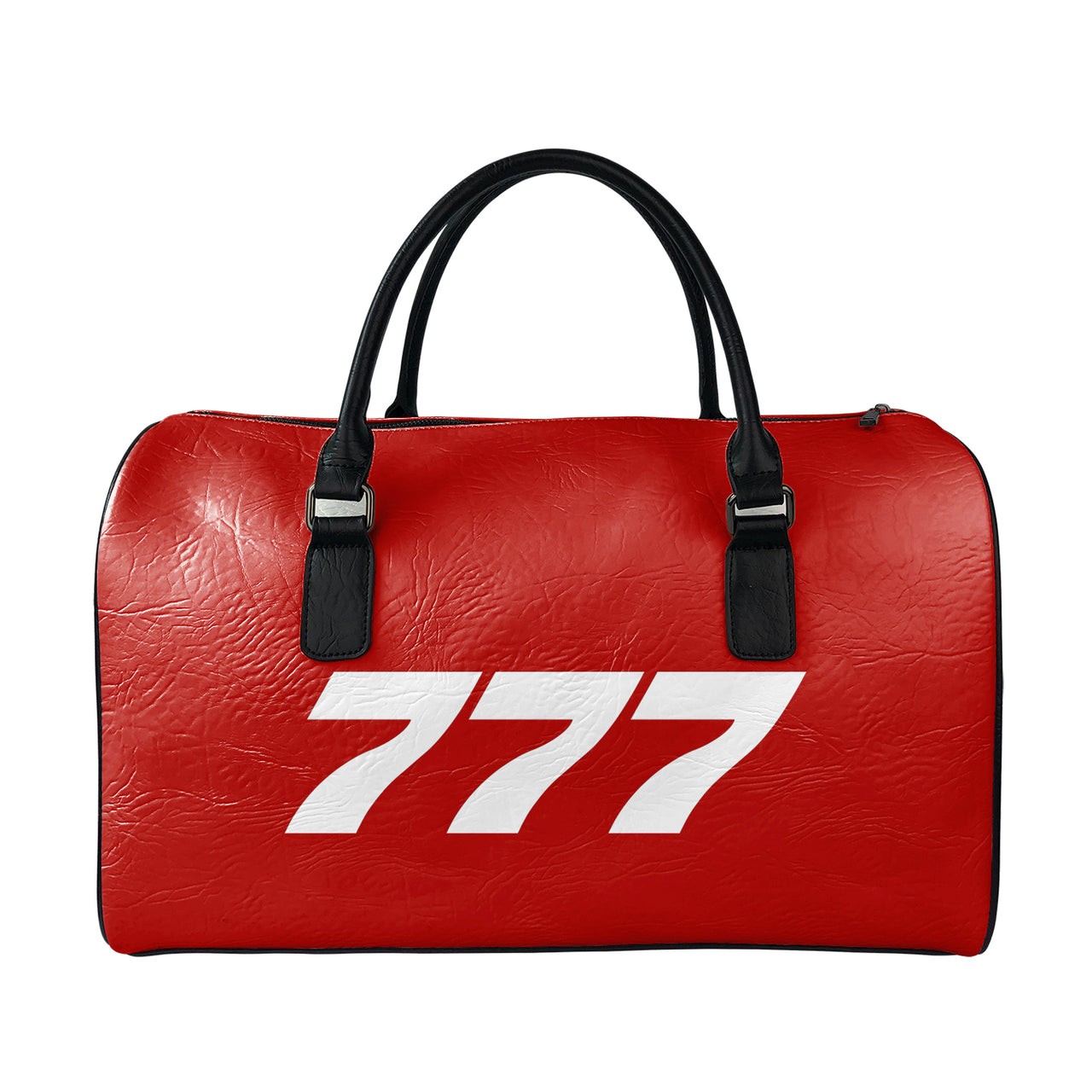 777 Flat Text Designed Leather Travel Bag