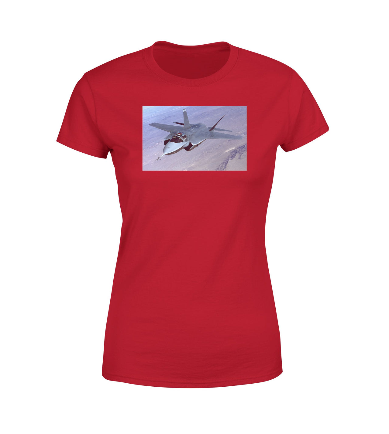 Fighter Jet 35 Captured in the Air Designed Women T-Shirts