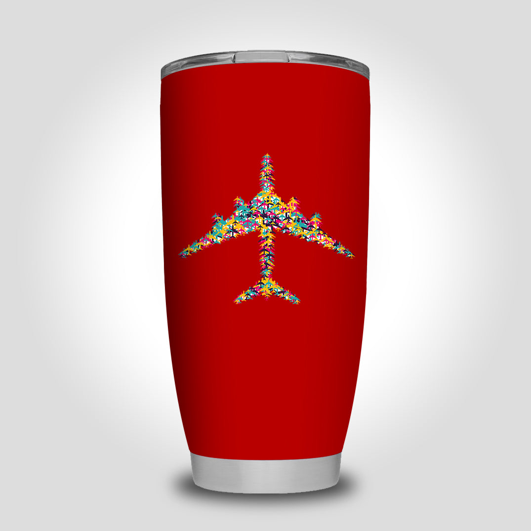 Colourful Airplane Designed Tumbler Travel Mugs