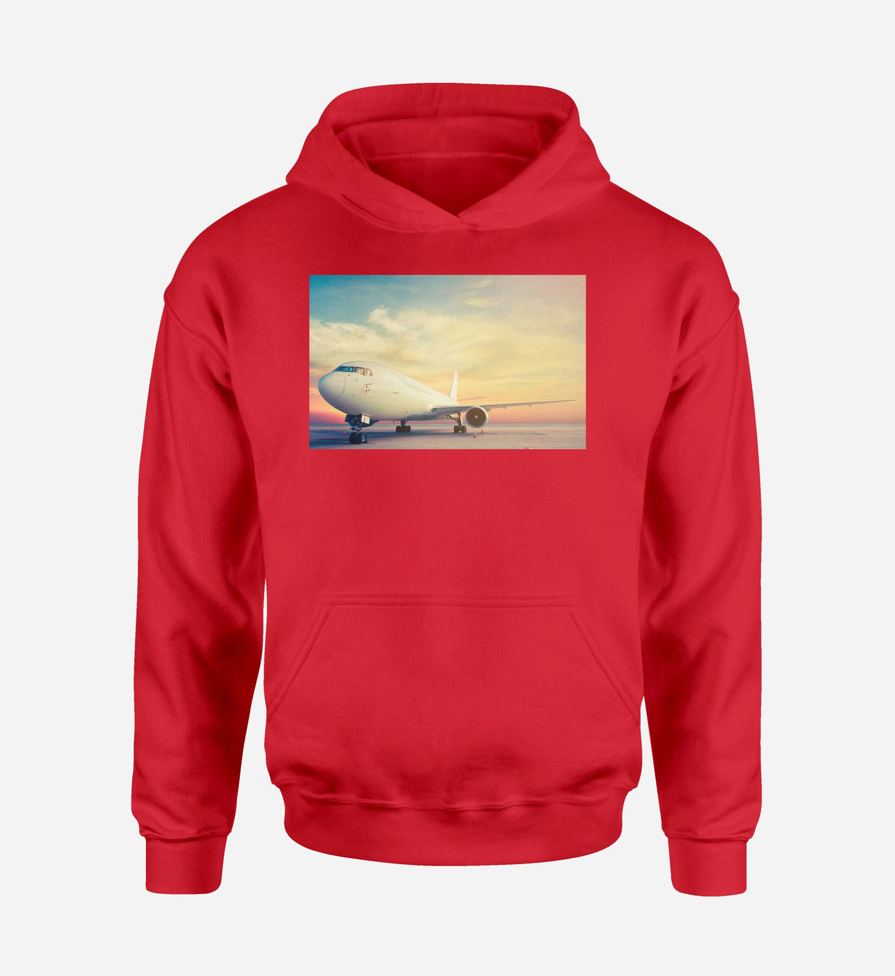 Parked Aircraft During Sunset Designed Hoodies