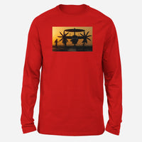 Thumbnail for Military Plane at Sunset Designed Long-Sleeve T-Shirts