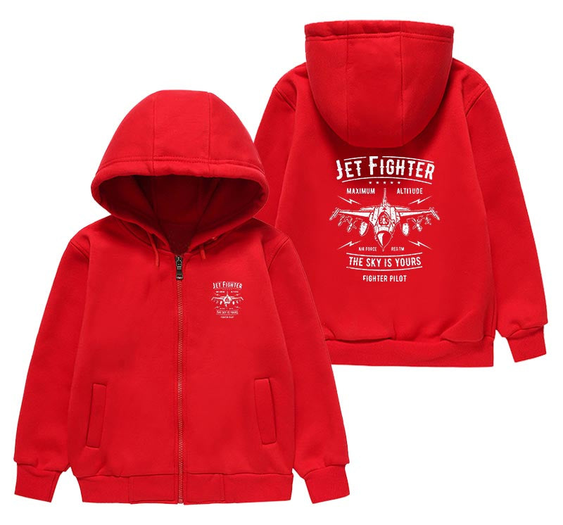 Jet Fighter - The Sky is Yours Designed "CHILDREN" Zipped Hoodies