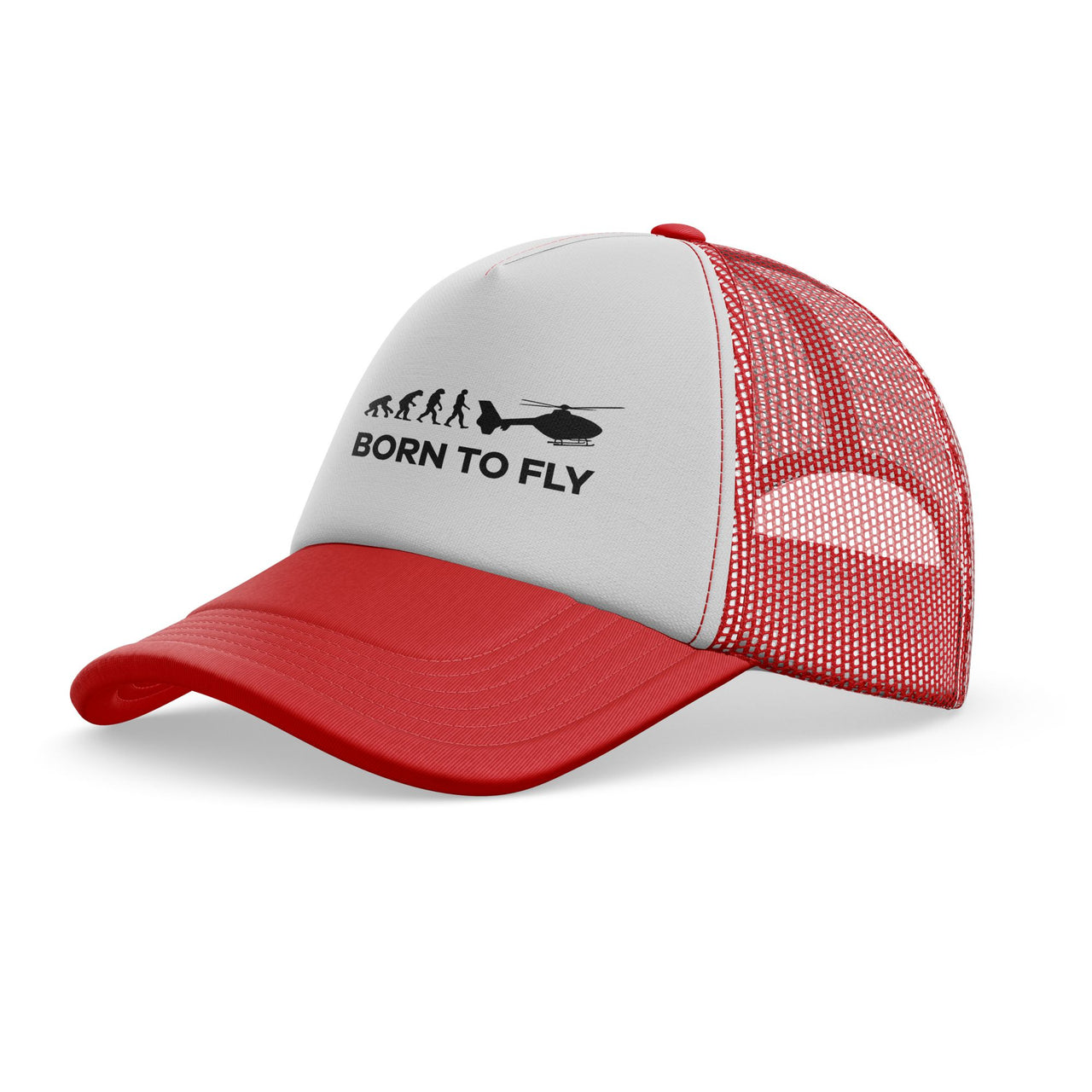 Born To Fly Helicopter Designed Trucker Caps & Hats