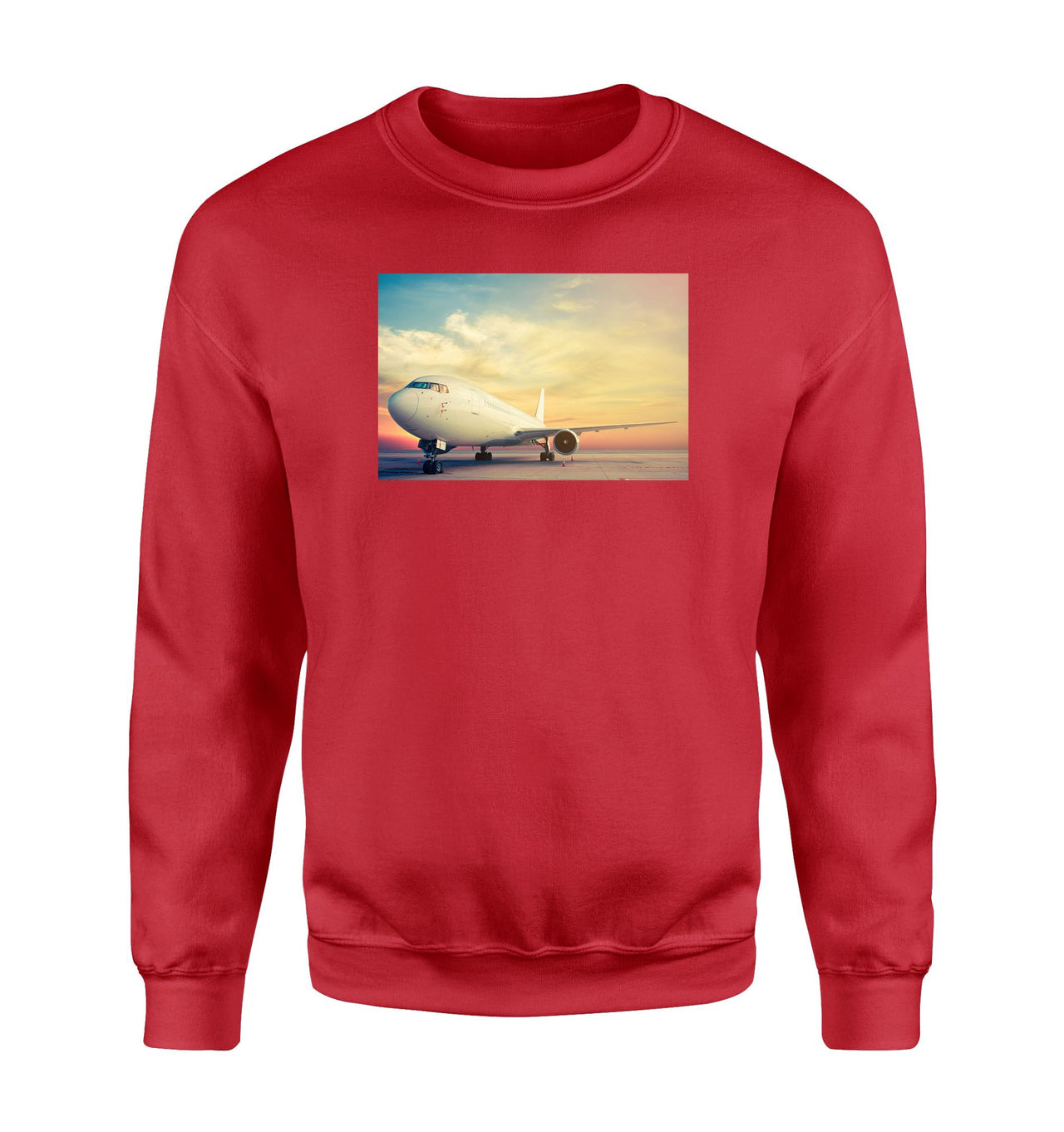 Parked Aircraft During Sunset Designed Sweatshirts