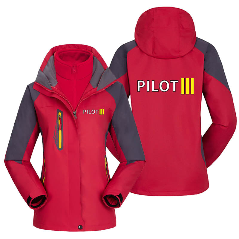 Pilot & Stripes (3 Lines) Designed Thick "WOMEN" Skiing Jackets