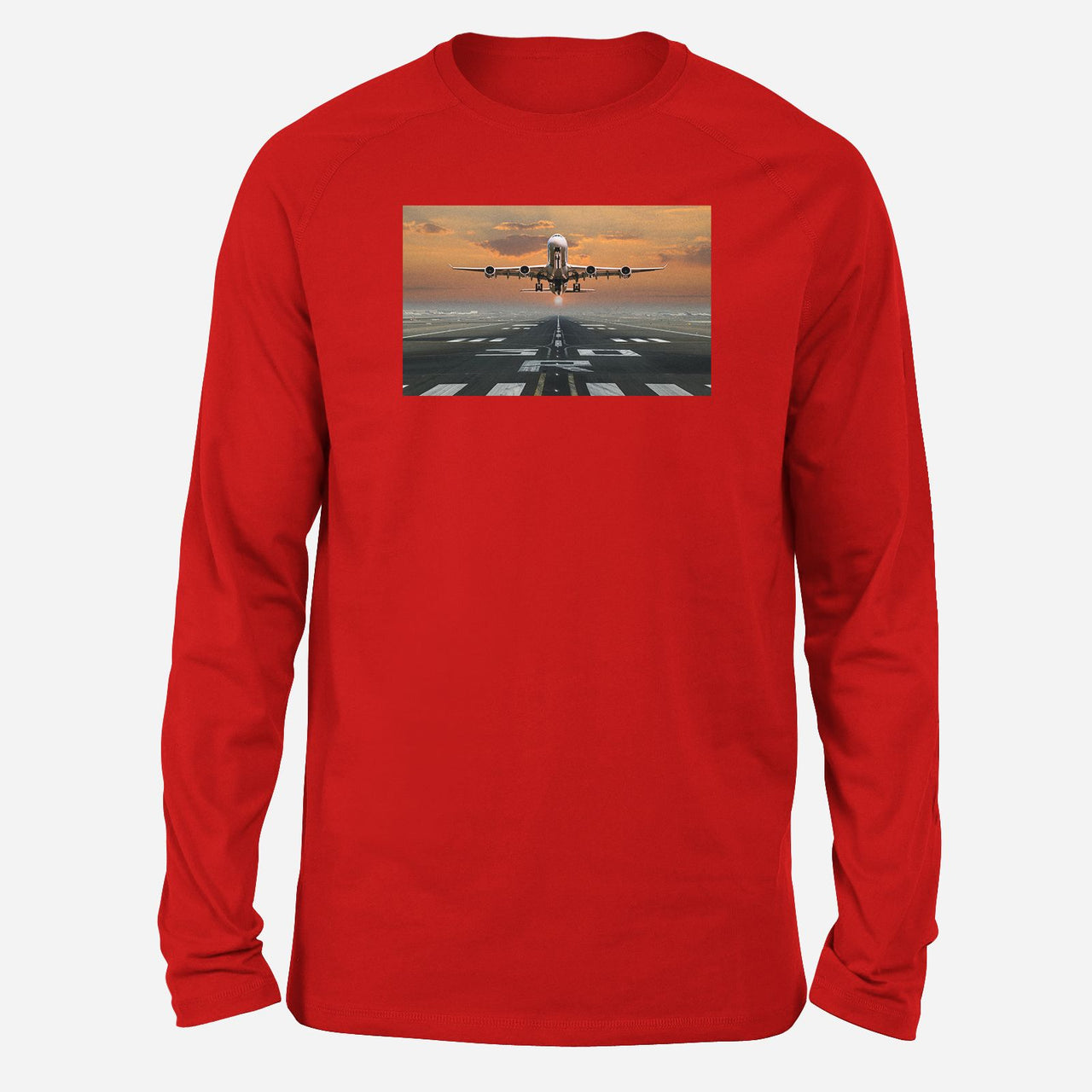 Aircraft Departing from RW30 Designed Long-Sleeve T-Shirts