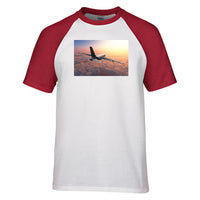 Thumbnail for Super Cruising Airbus A380 over Clouds Designed Raglan T-Shirts