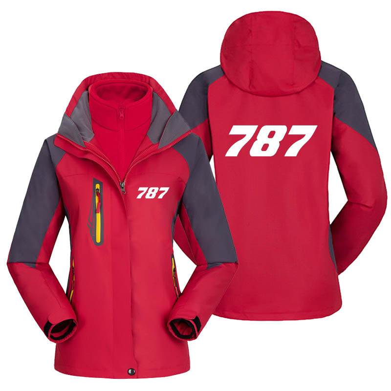 787 Flat Text Designed Thick "WOMEN" Skiing Jackets