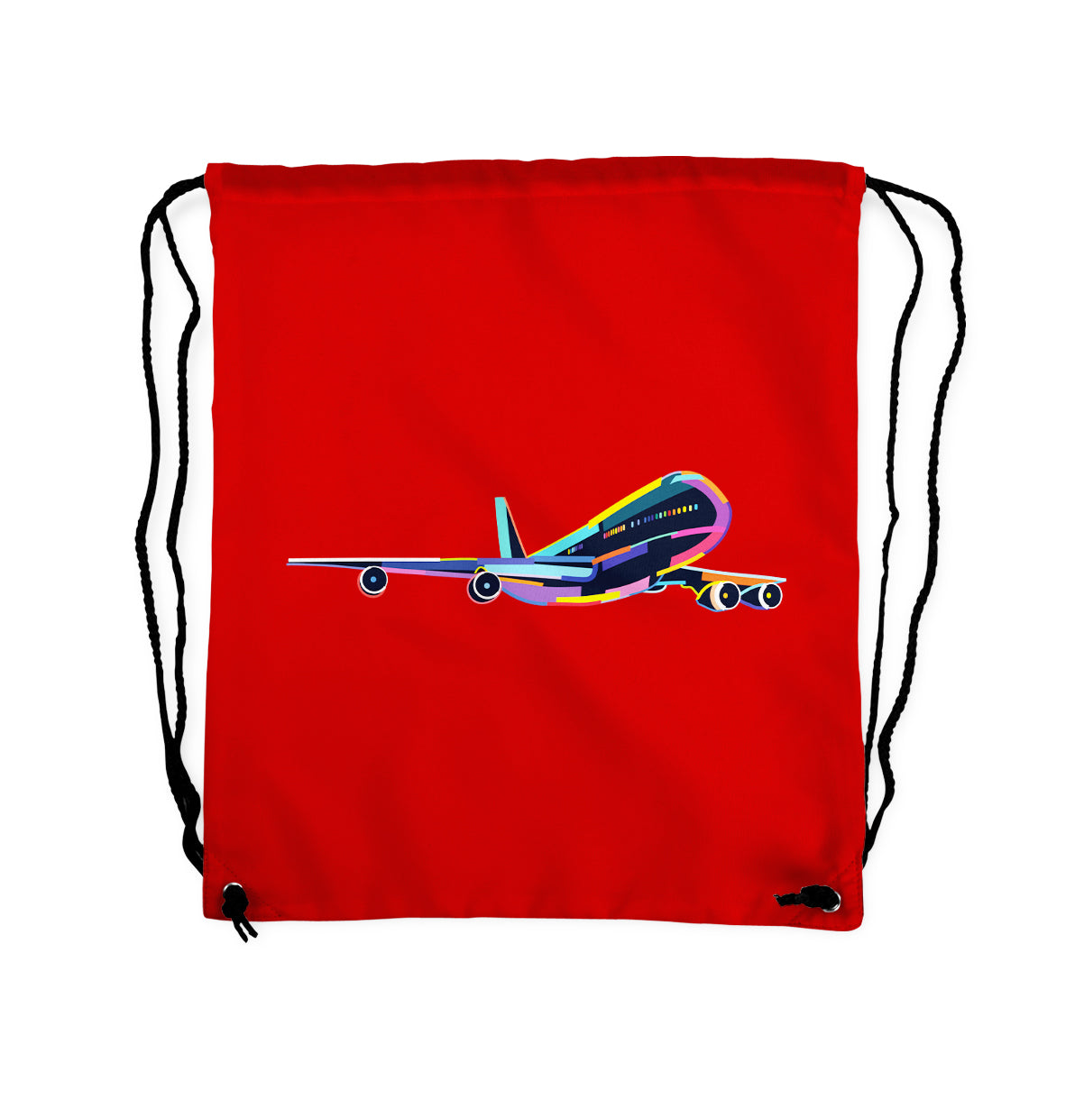 Multicolor Airplane Designed Drawstring Bags