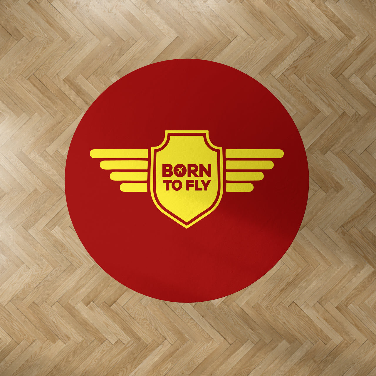 Born To Fly & Badge Designed Carpet & Floor Mats (Round)