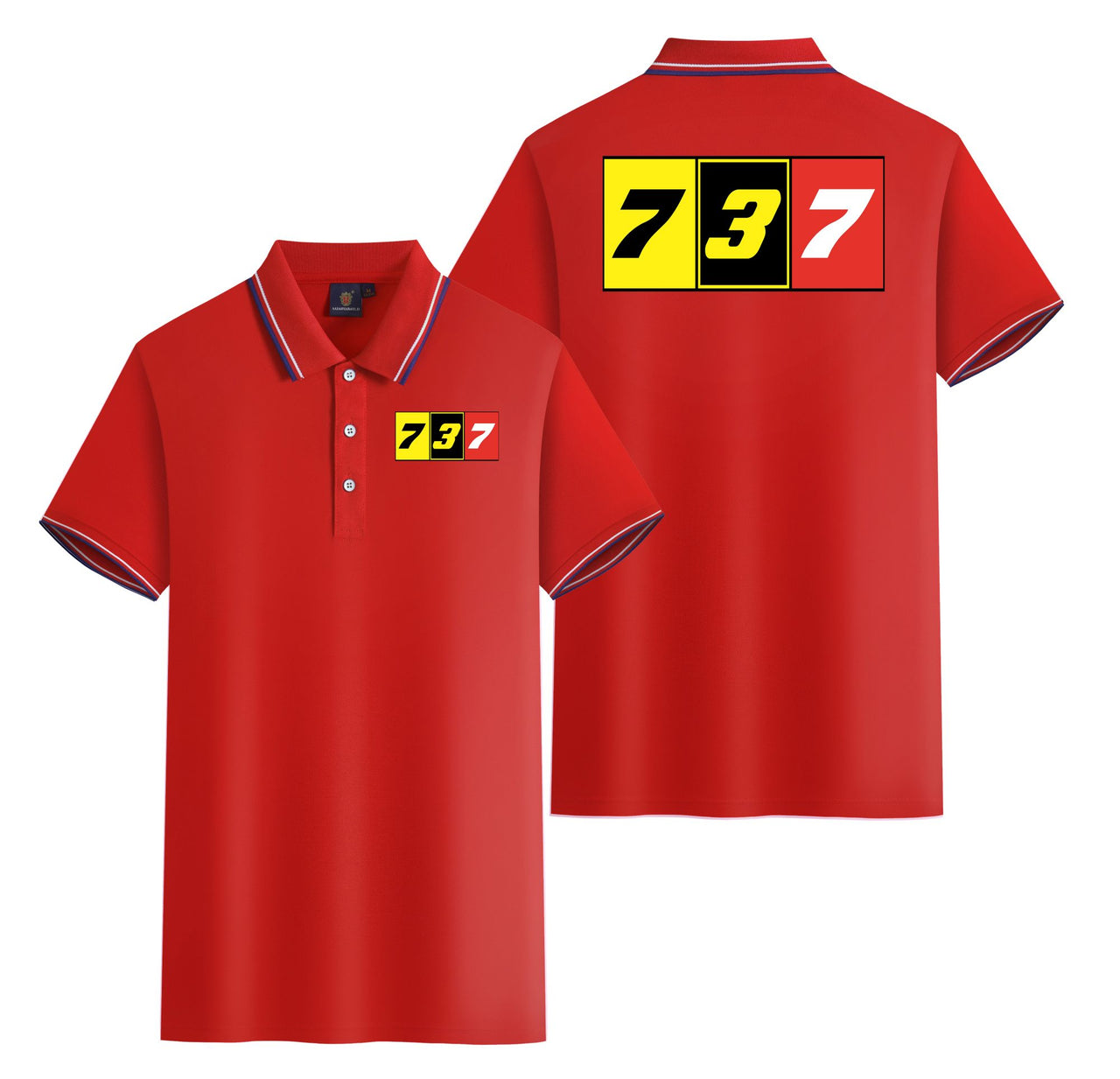 Flat Colourful 737 Designed Stylish Polo T-Shirts (Double-Side)