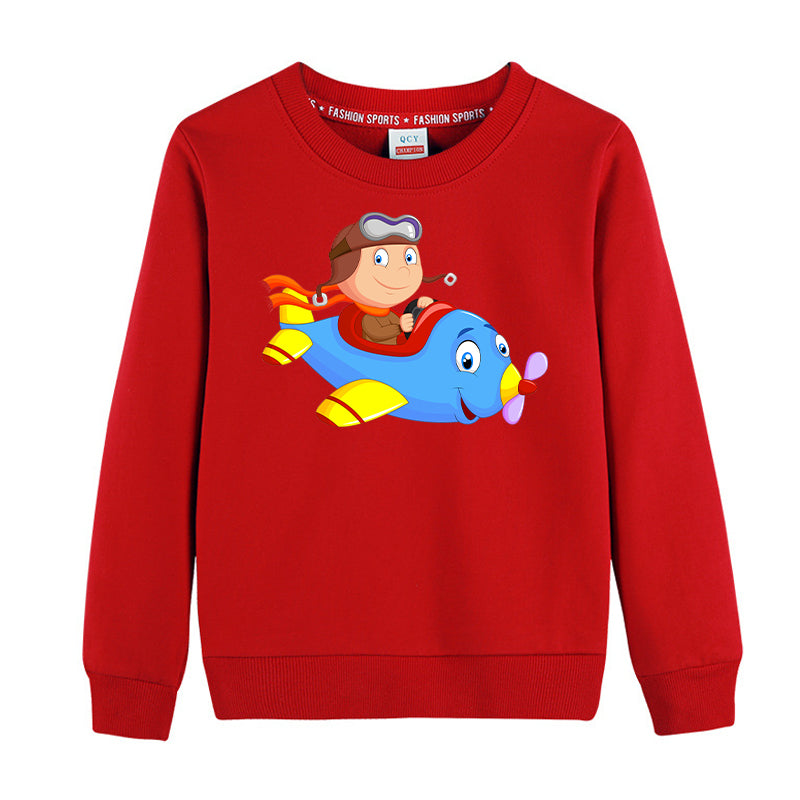 Little Boy Operating an Airplane Designed "CHILDREN" Sweatshirts