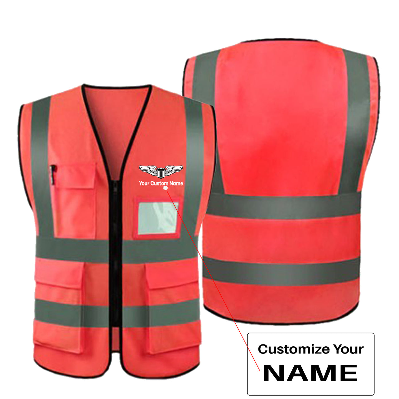 Custom Name (Military Badge ) Designed Reflective Vests