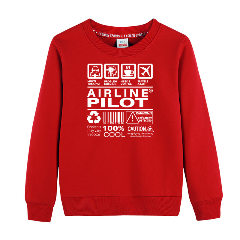 Airline Pilot Label Designed "CHILDREN" Sweatshirts