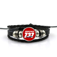 Thumbnail for Super Boeing 737+Text Designed Leather Bracelets
