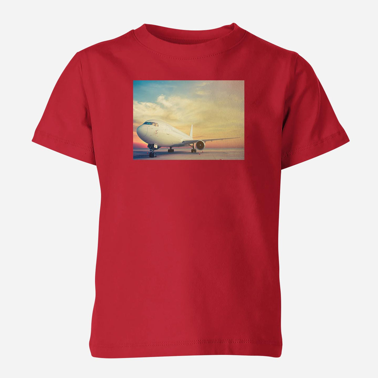 Parked Aircraft During Sunset Designed Children T-Shirts