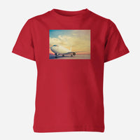Thumbnail for Parked Aircraft During Sunset Designed Children T-Shirts