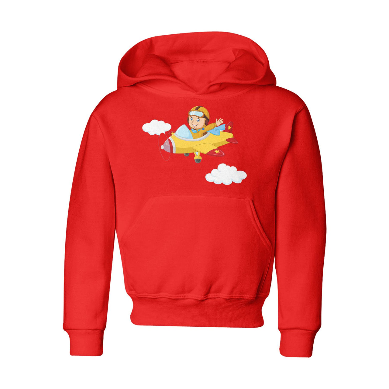 Cartoon Little Boy Operating Plane Designed "CHILDREN" Hoodies