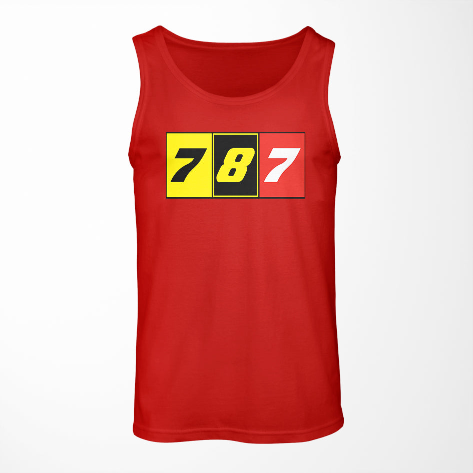 Flat Colourful 787 Designed Tank Tops