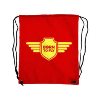 Thumbnail for Born To Fly & Badge Designed Drawstring Bags