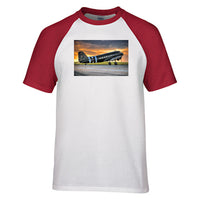 Thumbnail for Old Airplane Parked During Sunset Designed Raglan T-Shirts