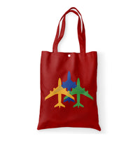 Thumbnail for Colourful 3 Airplanes Designed Tote Bags