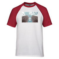 Thumbnail for Airplane Flying over Big Buildings Designed Raglan T-Shirts