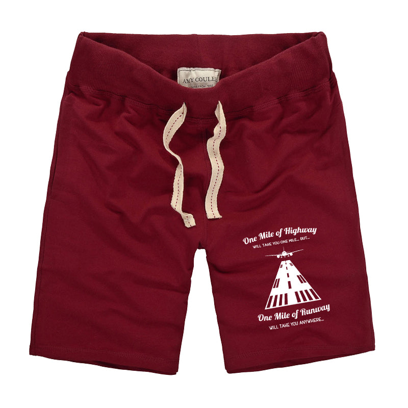 One Mile of Runway Will Take you Anywhere Designed Cotton Shorts