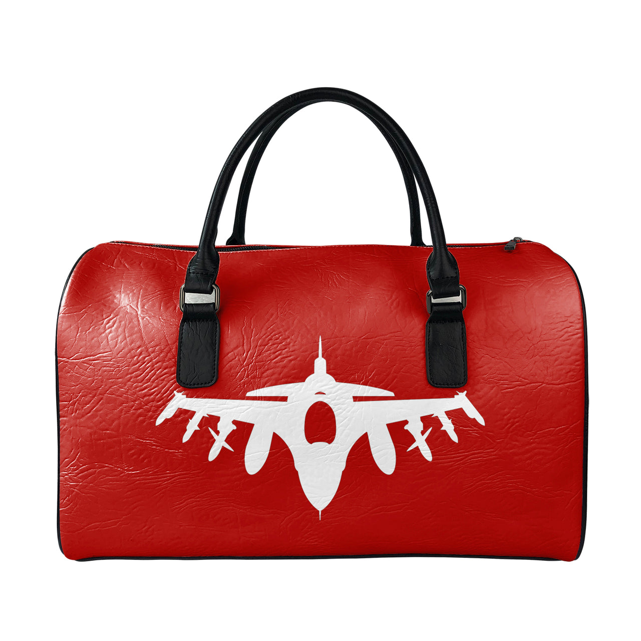 Fighting Falcon F16 Silhouette Designed Leather Travel Bag