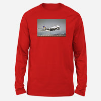 Thumbnail for Departing Lufthansa A380 Designed Long-Sleeve T-Shirts