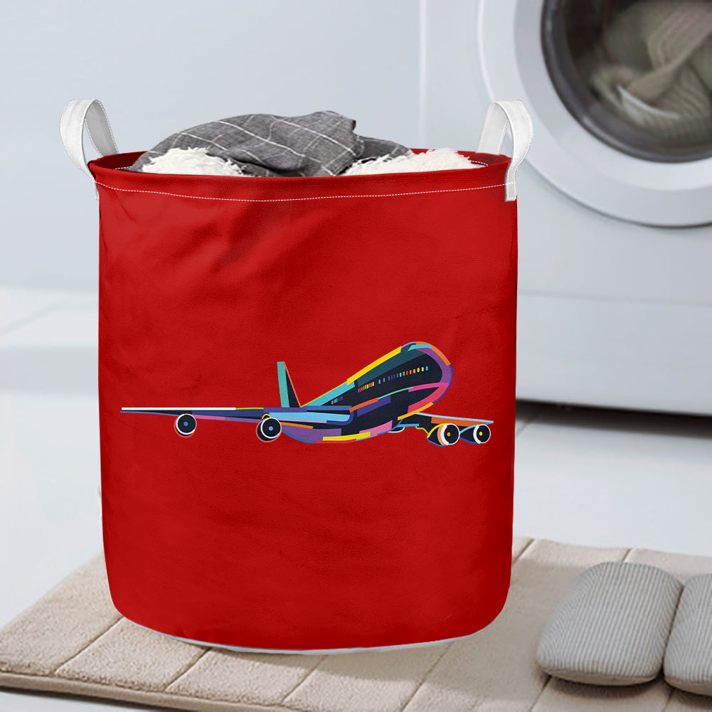 Multicolor Airplane Designed Laundry Baskets