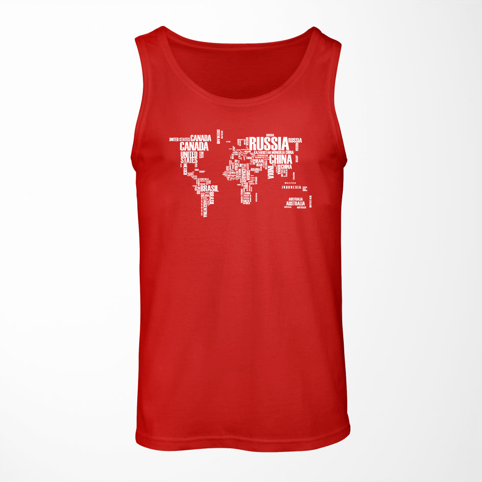 World Map (Text) Designed Tank Tops