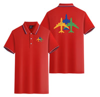 Thumbnail for Colourful 3 Airplanes Designed Stylish Polo T-Shirts (Double-Side)