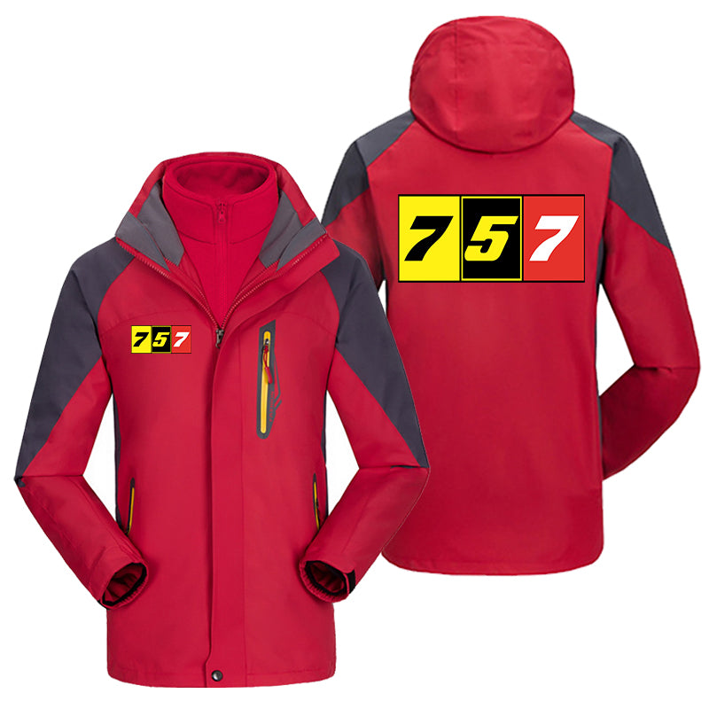 Flat Colourful 757 Designed Thick Skiing Jackets