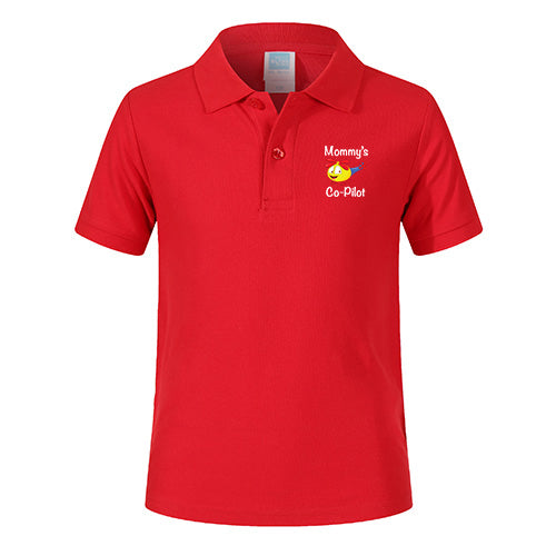 Mommy's Co-Pilot (Helicopter) Designed Children Polo T-Shirts