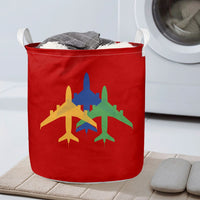 Thumbnail for Colourful 3 Airplanes Designed Laundry Baskets