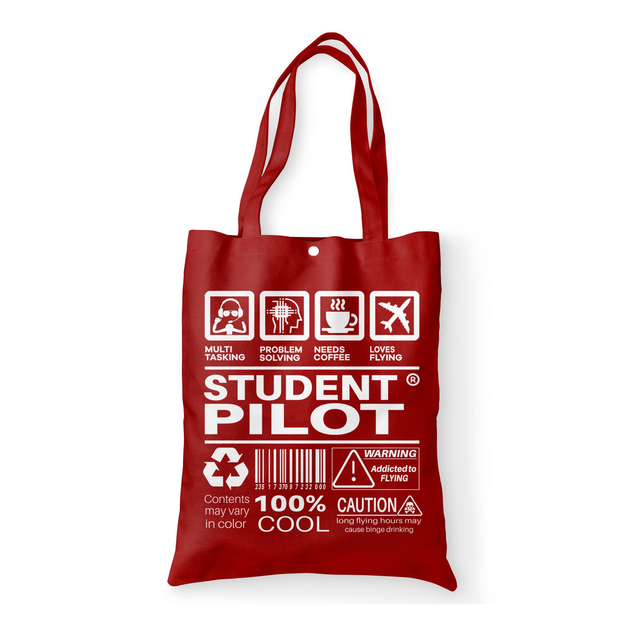 Student Pilot Label Designed Tote Bags