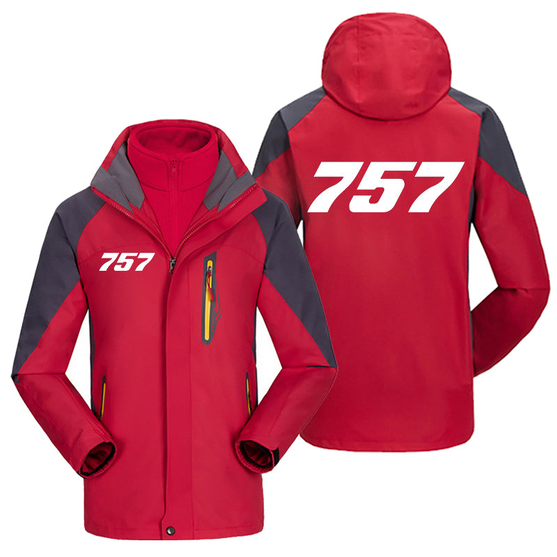 757 Flat Text Designed Thick Skiing Jackets