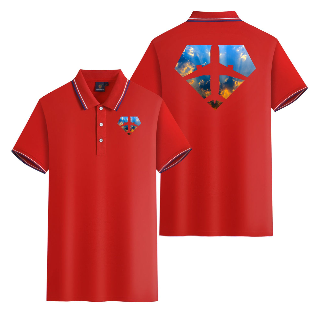 Supermen of The Skies (Sunrise) Designed Stylish Polo T-Shirts (Double-Side)