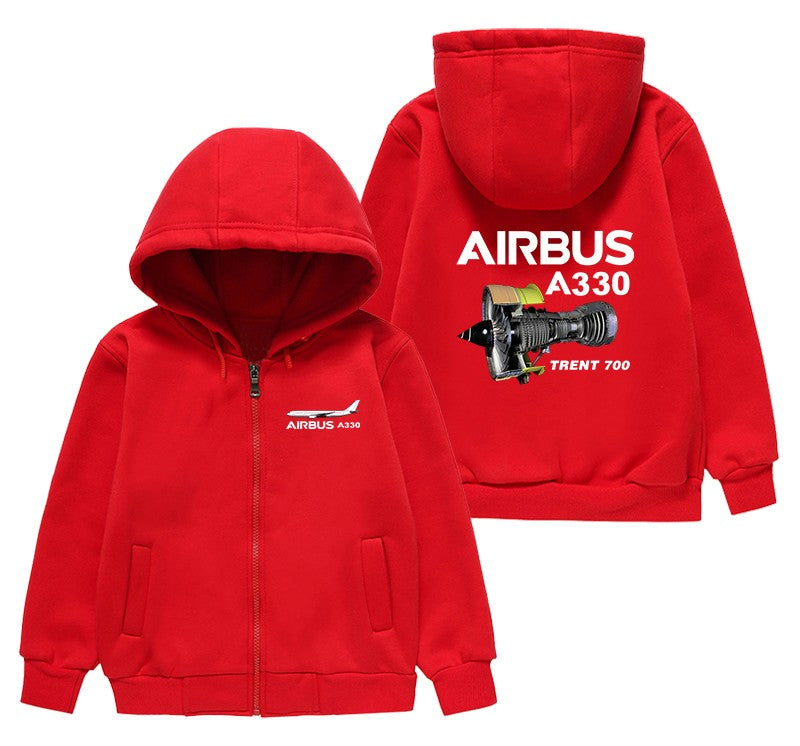 Airbus A330 & Trent 700 Engine Designed "CHILDREN" Zipped Hoodies